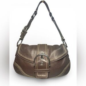 Coach Y2K SoHo Brown Glove Tanned Leather Shoulder Bag w/ Matching Wristlet
